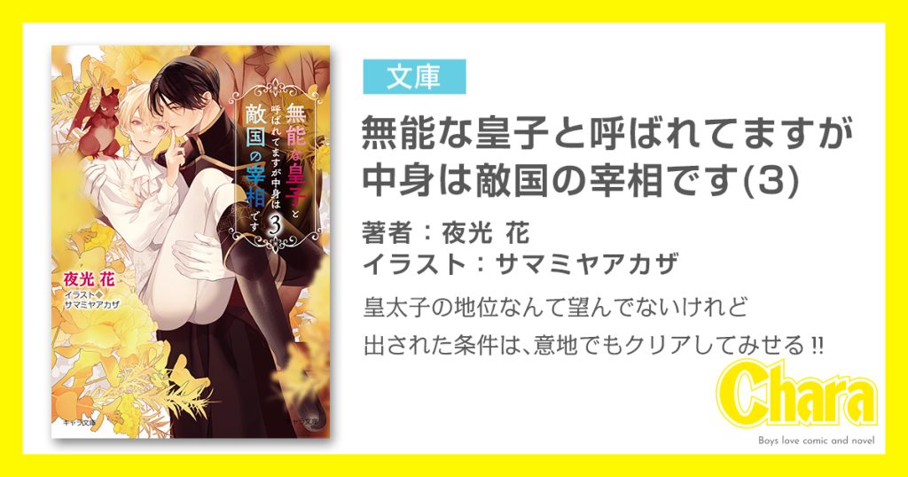 無能な皇子と呼ばれてますが中身は敵国の宰相です③ – 徳間書店：Chara